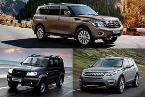 Внедорожники УАЗ Патриот, Land Rover Discovery, Nissan Patrol